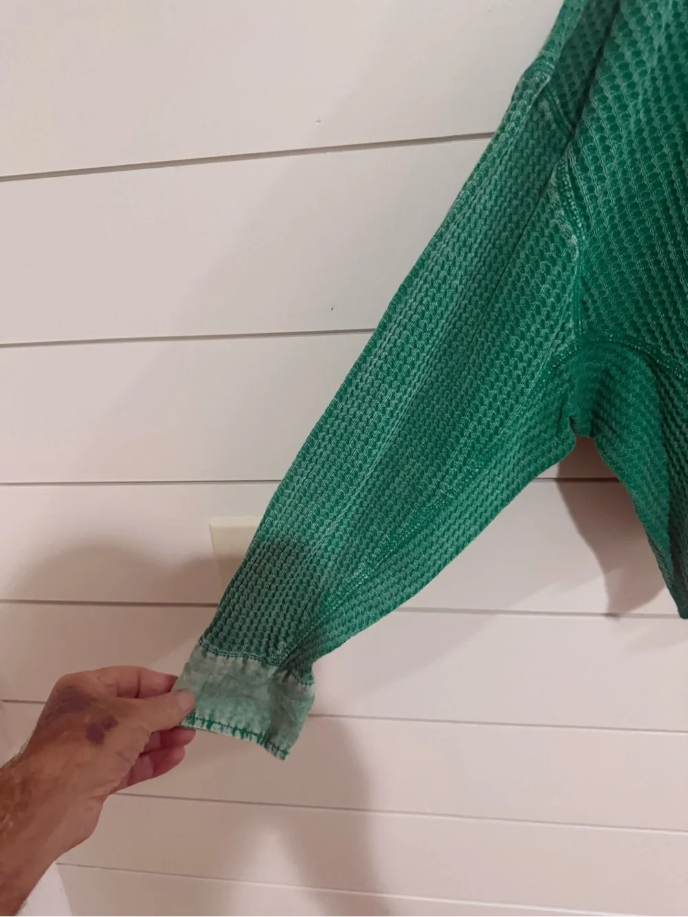 Zenana Outfitters Green Waffle Knit Cropped Button-Up Jacket